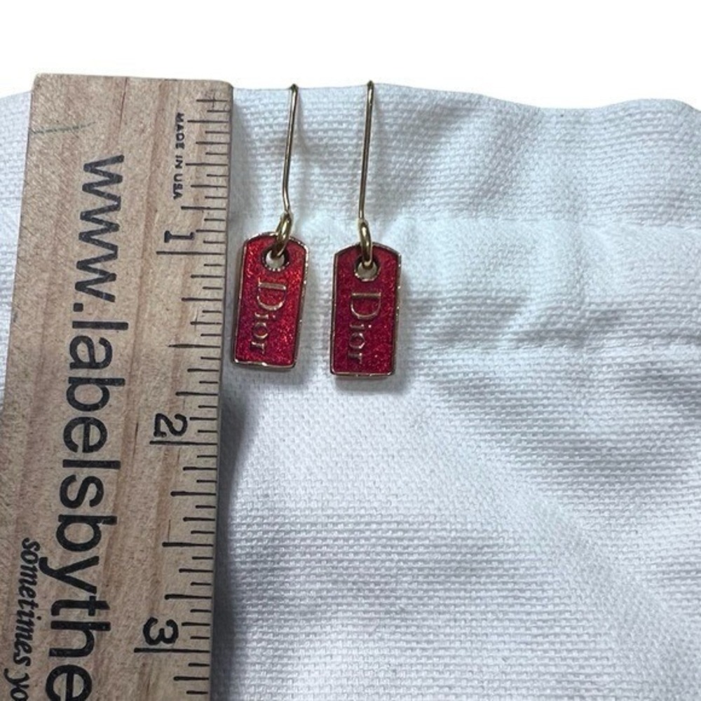 Authentic Rare Christian Dior Red Logo Earrings - Picture 5 of 5